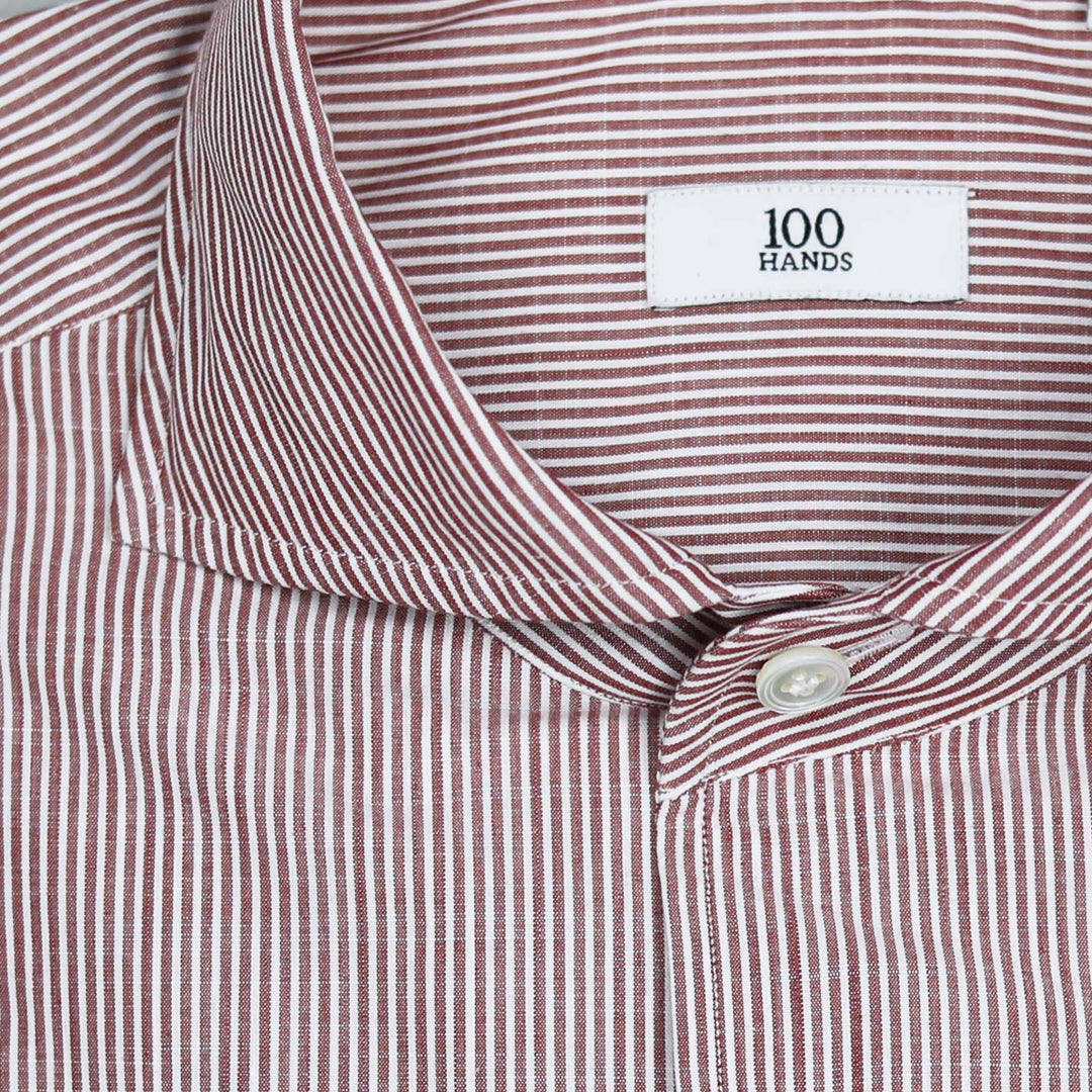 Red White Striped One-piece collar Shirt