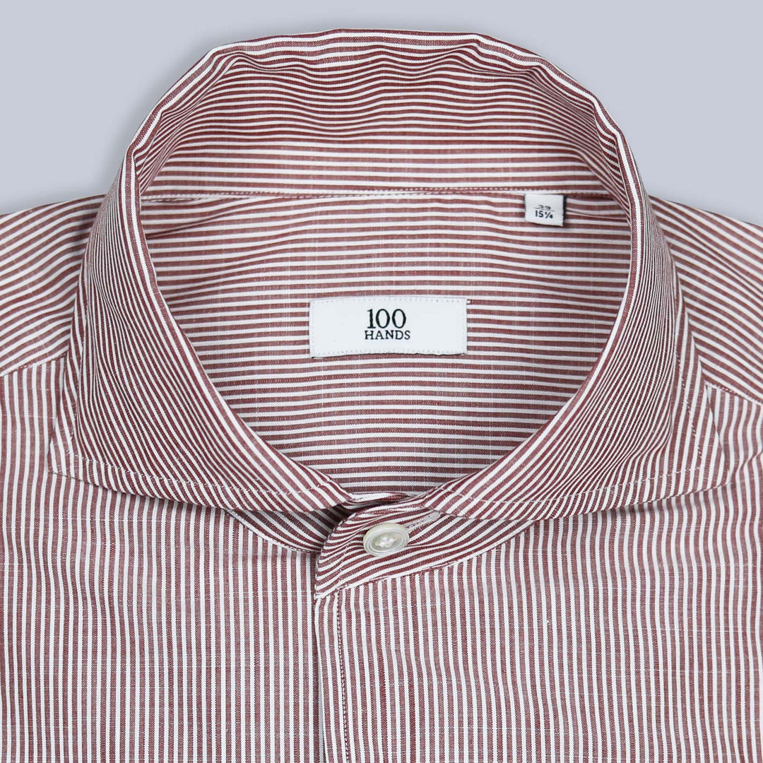 Red White Striped One-piece collar Shirt