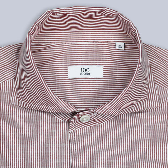 Red White Striped One-piece collar Shirt