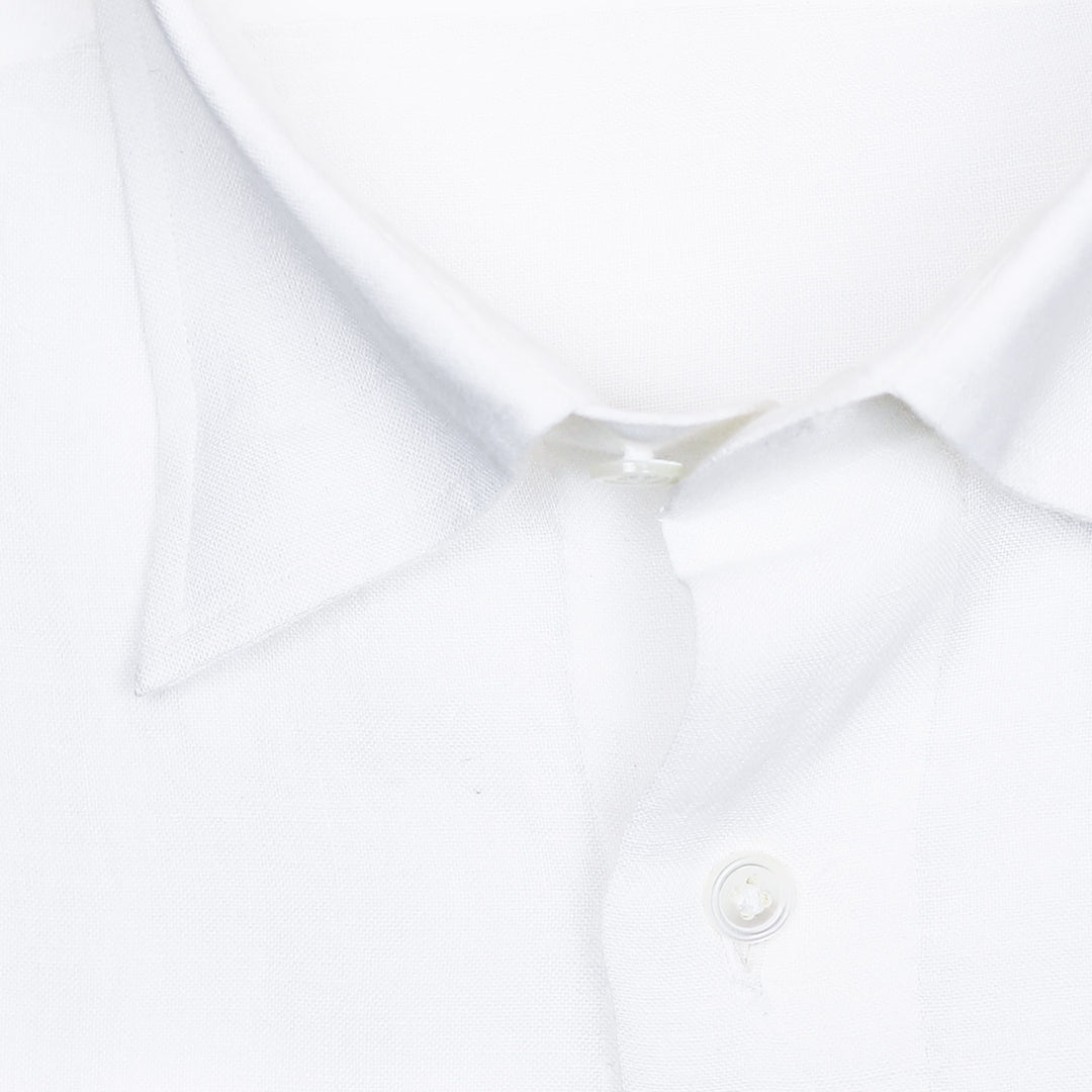 White Linen Hidden Button Down Shirt