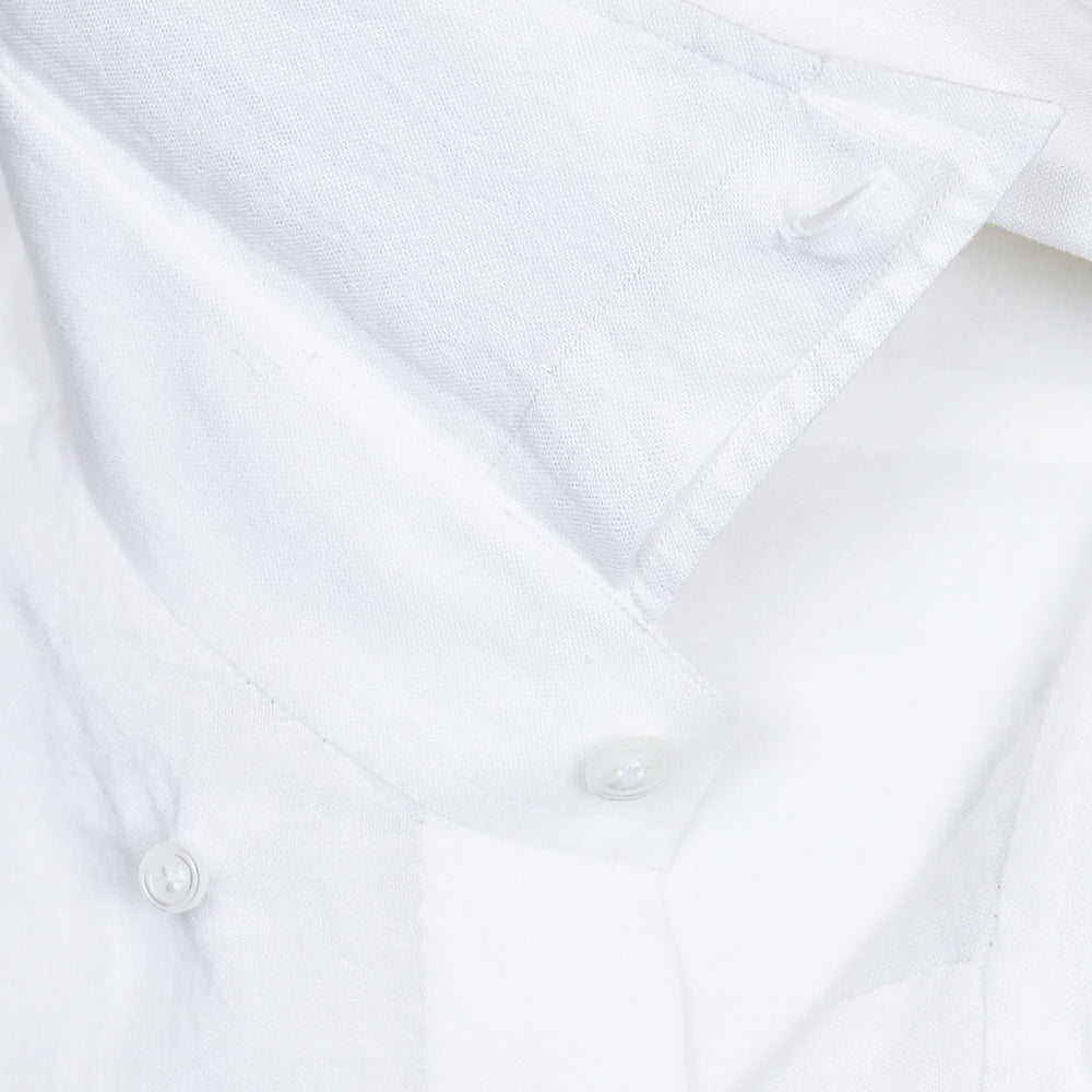 White Linen Hidden Button Down Shirt