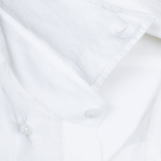 White Linen Hidden Button Down Shirt
