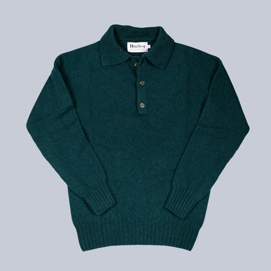 Tartan Green Supersoft Lambswool 3 Button Sweater