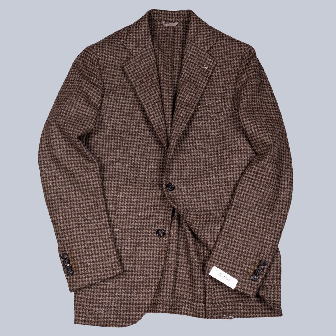 Brown Houndstooth Wool Blazer