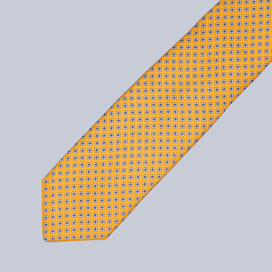 Yellow Navy & White Geometric Pattern Tie
