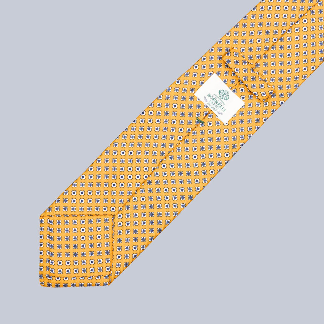 Yellow Navy & White Geometric Pattern Tie