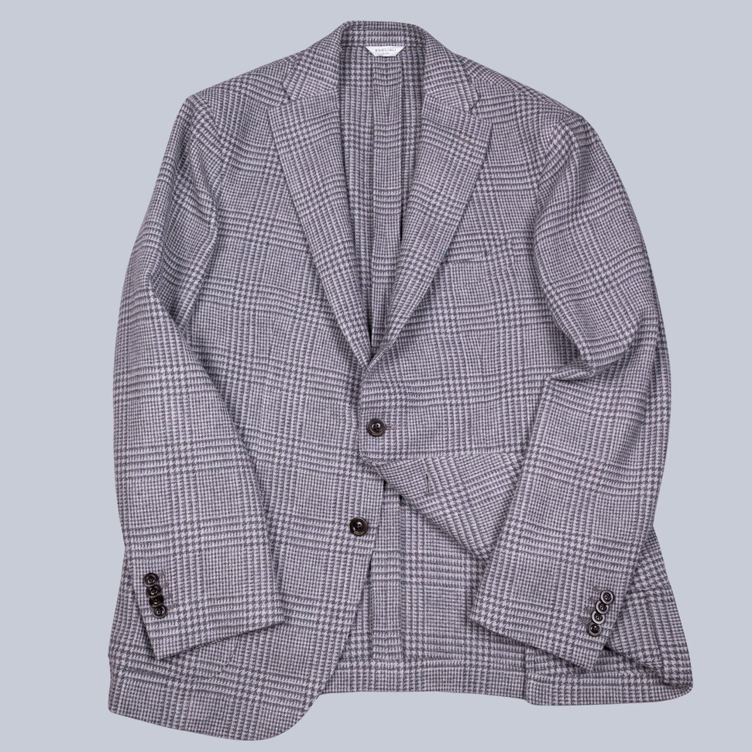 Grey Glencheck Wool Cashmere Blazer