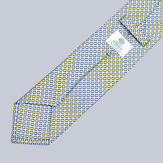 Ice Blue Yellow & Navy Chain Pattern Tie