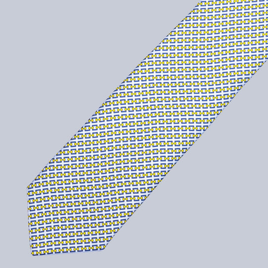 Ice Blue Yellow & Navy Chain Pattern Tie