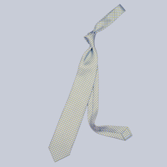 Ice Blue Yellow & Navy Chain Pattern Tie