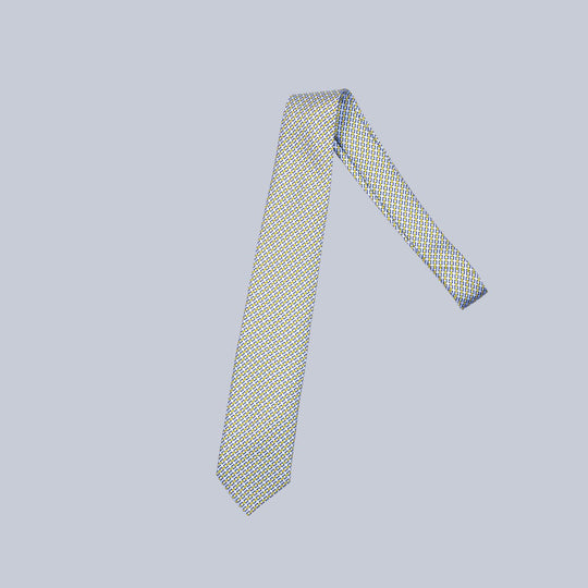 Ice Blue Yellow & Navy Chain Pattern Tie