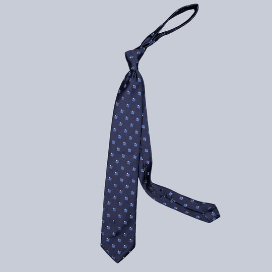 Navy Blue Geometric Square Pattern Tie