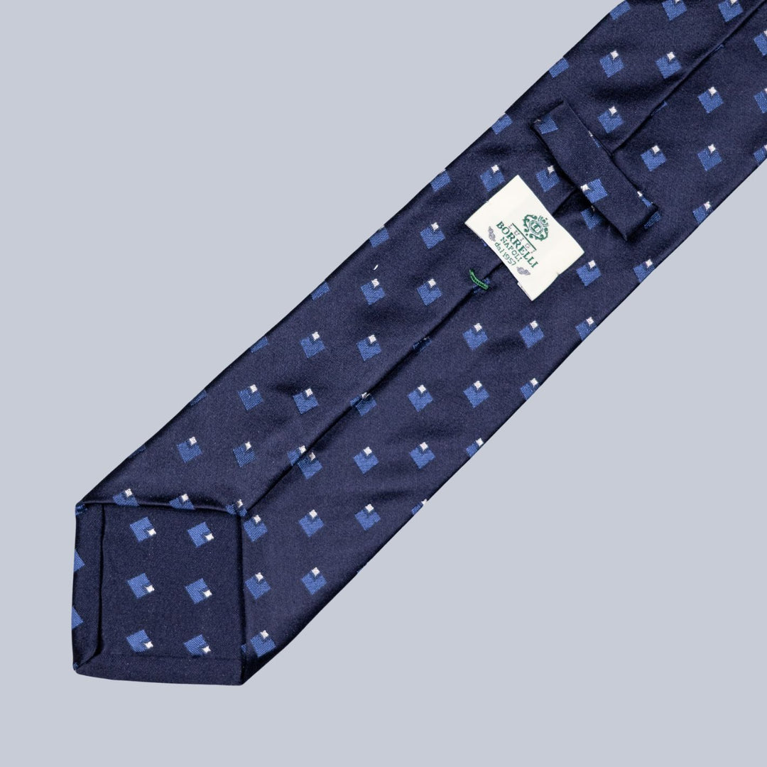 Navy Blue Geometric Square Pattern Tie