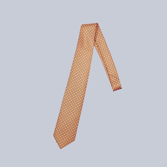 Orange & Navy Flower Pattern Tie