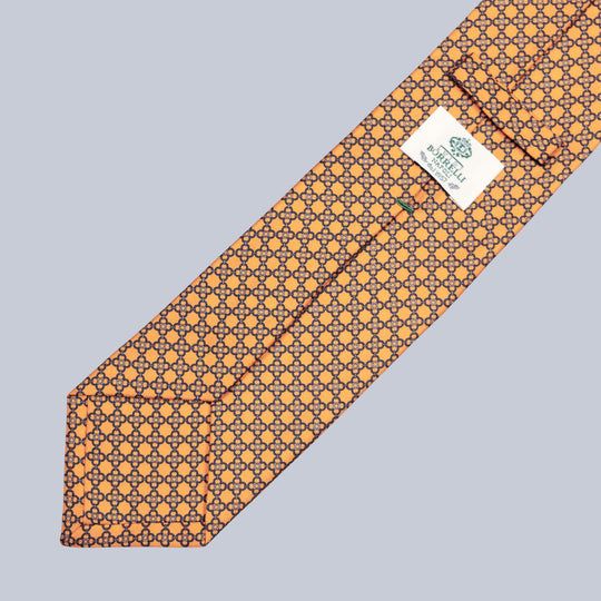 Orange & Navy Flower Pattern Tie
