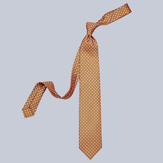 Orange & Navy Flower Pattern Tie