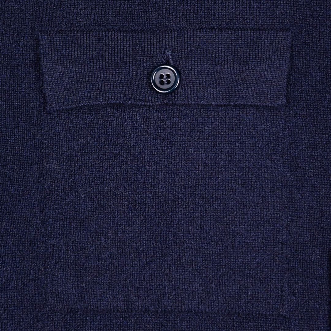 Navy Cashmere Knit Overshirt Sweater