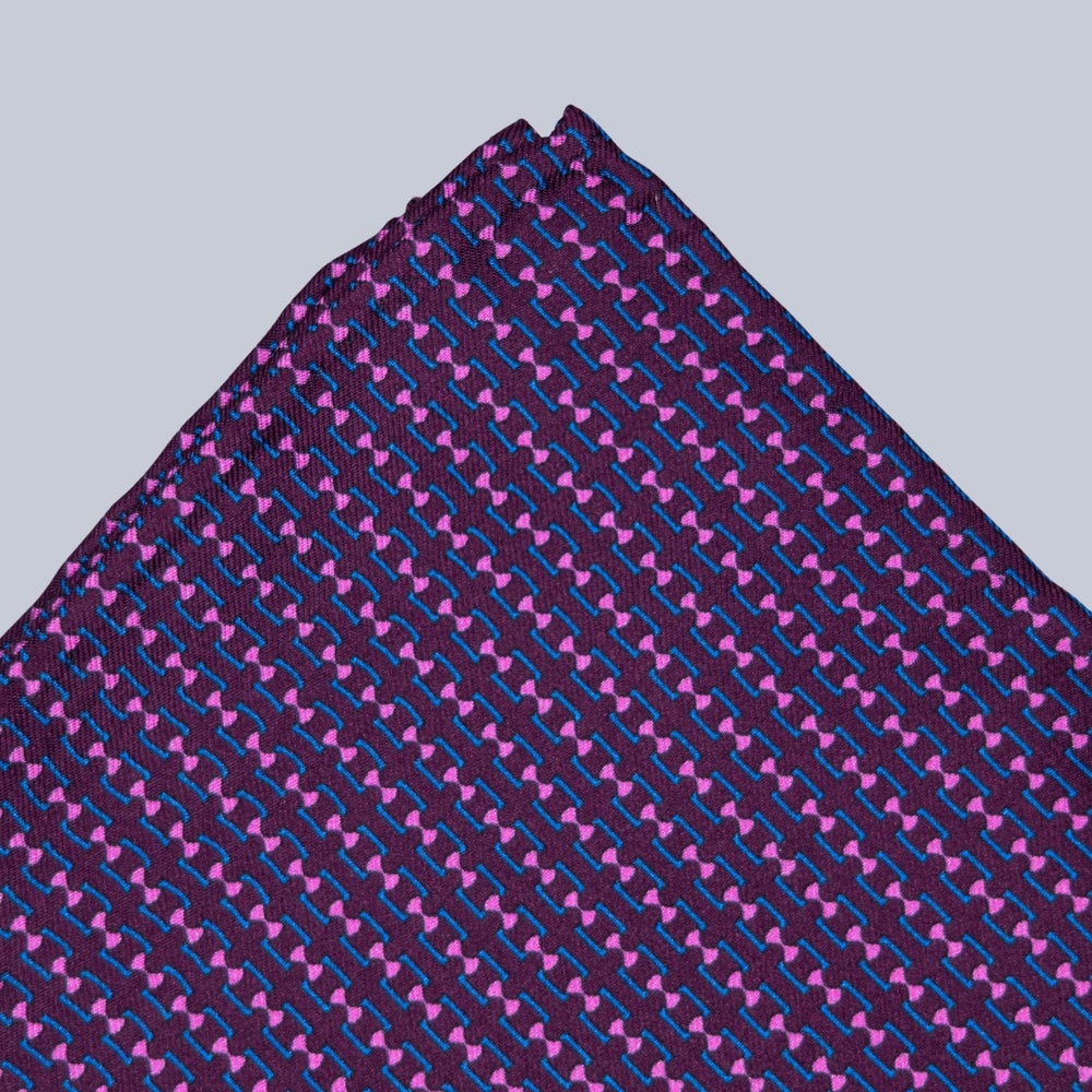 Purple Pink & Blue Chain Pattern Pocket Square