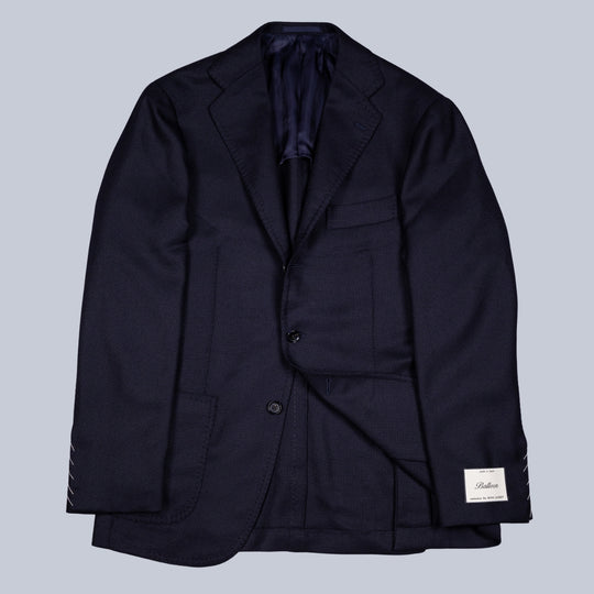 Navy Hopsack Ballon Wool Blazer