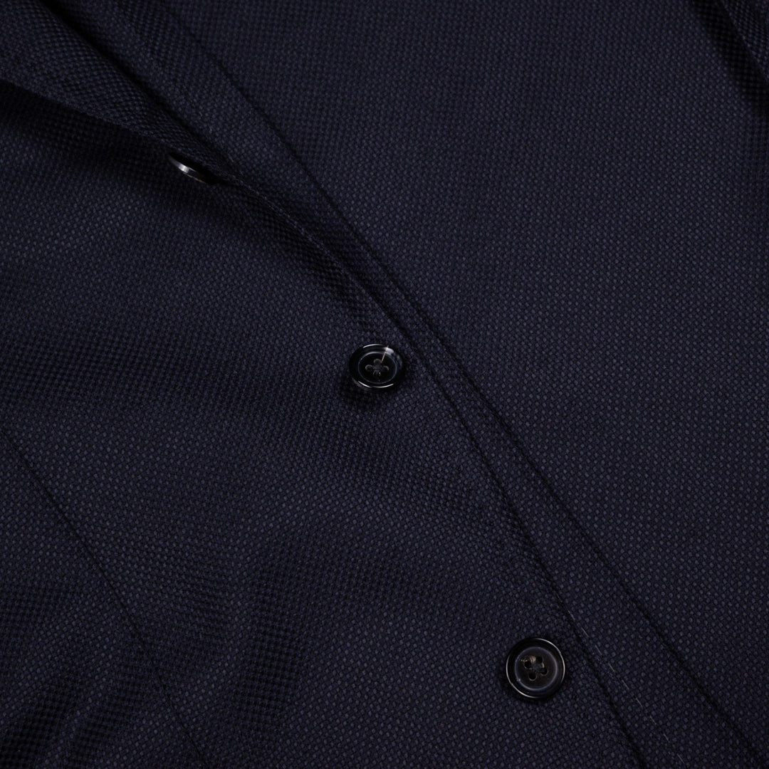 Navy Hopsack Ballon Wool Blazer