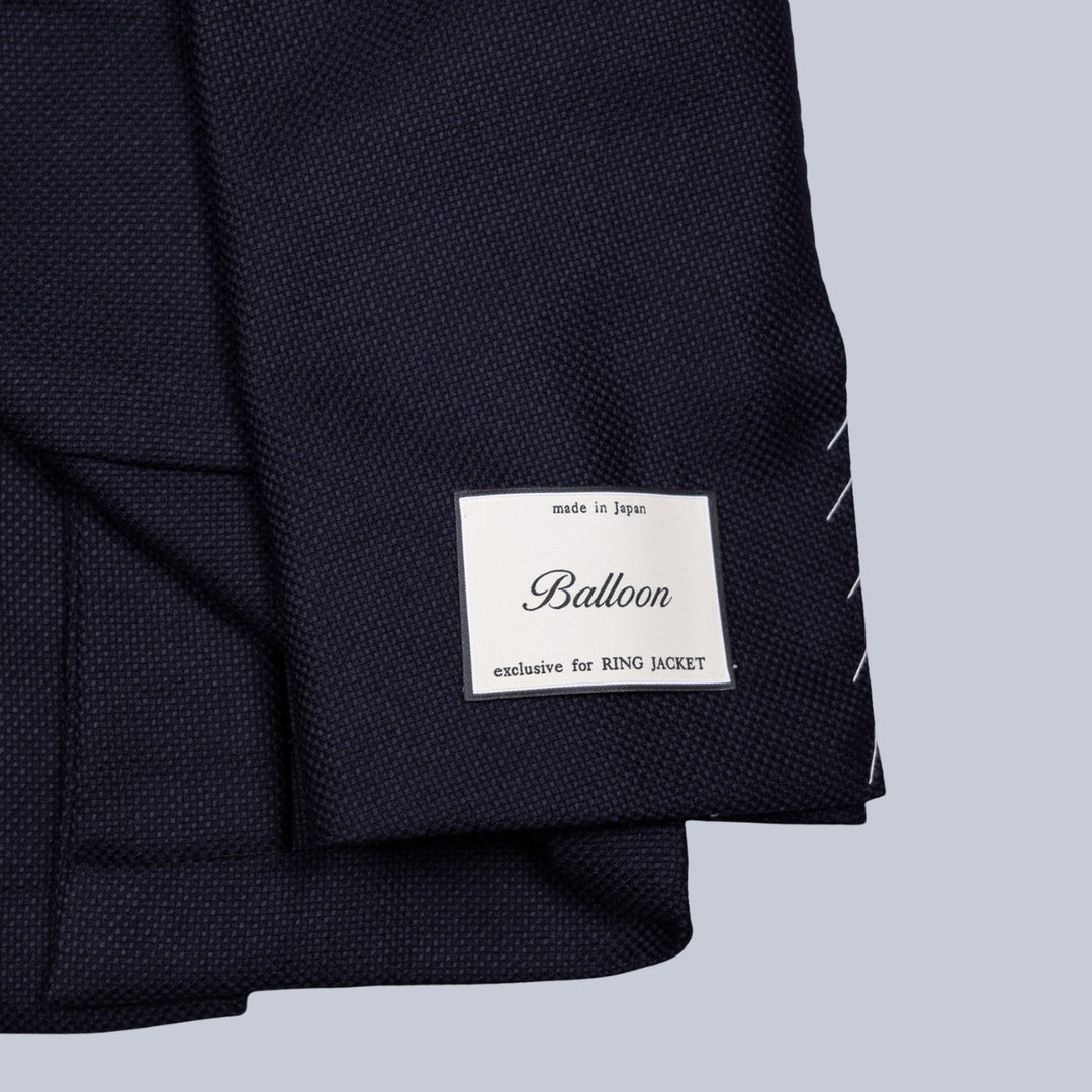 Navy Hopsack Ballon Wool Blazer