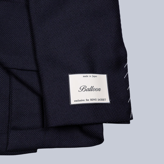 Navy Hopsack Ballon Wool Blazer