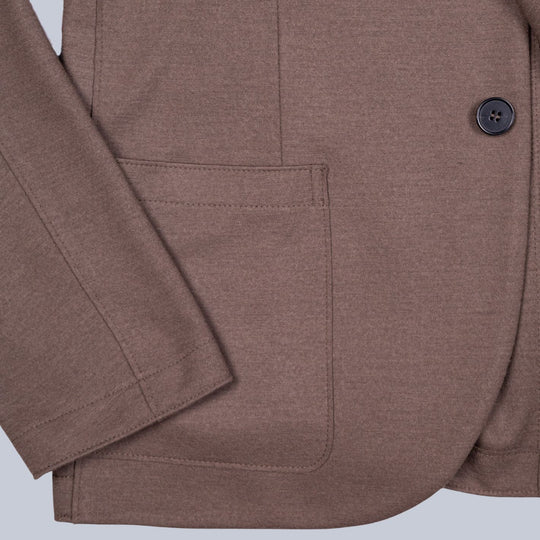 Taupe Superfine Merino Wool Nehru Jacket