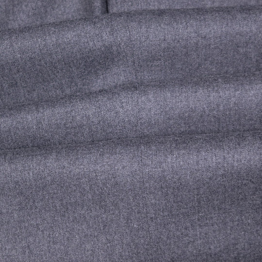 Grey Wool Flannel Slim Fit Trousers