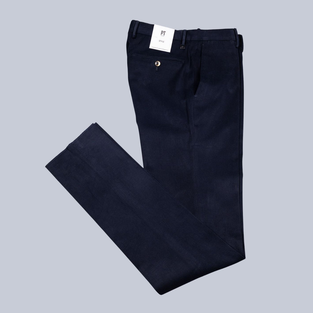 Navy Washed Cotton Twill Trousers