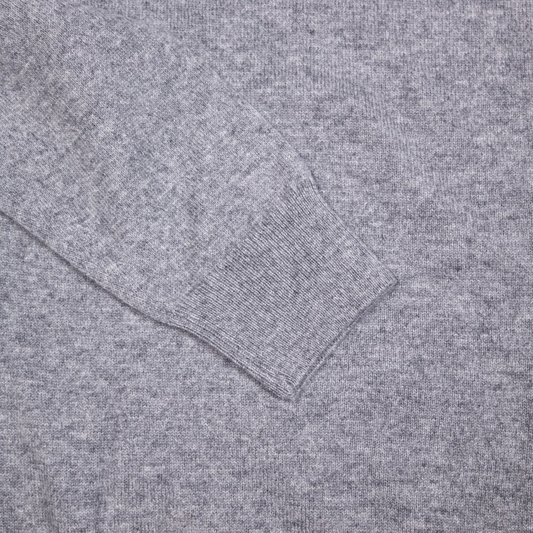 Grey Melange Cashmere Crewneck Sweater