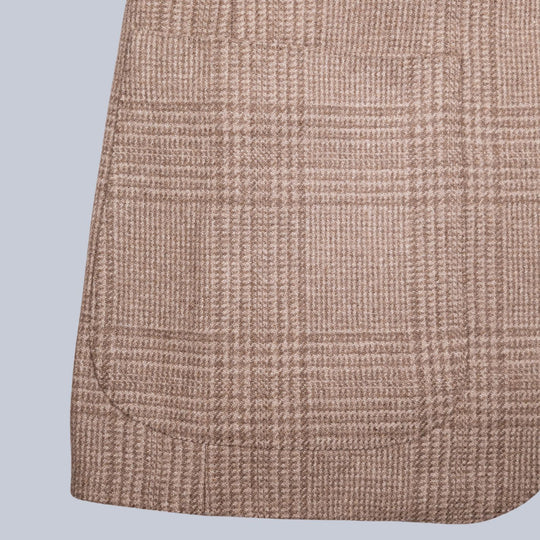 Beige Glencheck Undyed Cashmere Blazer
