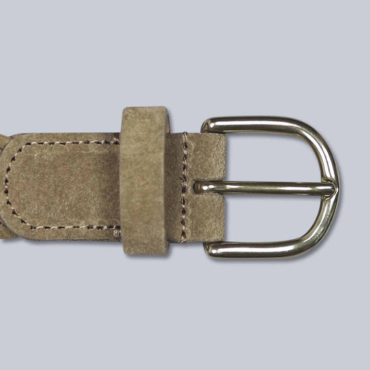 Dark Beige Woven Suede Brass Buckle Belt