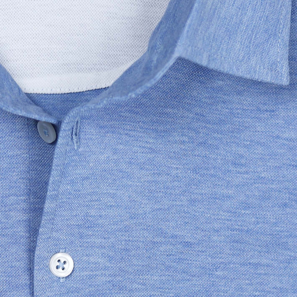 Blue Jersey Long Sleeve Polo Shirt