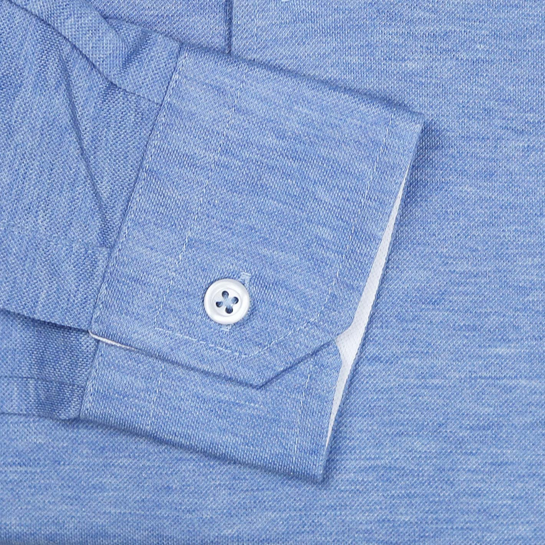 Blue Jersey Long Sleeve Polo Shirt