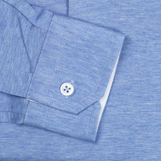 Blue Jersey Long Sleeve Polo Shirt