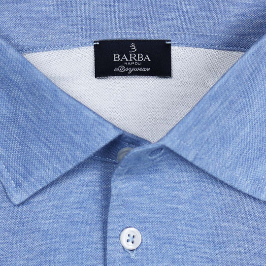 Blue Jersey Long Sleeve Polo Shirt