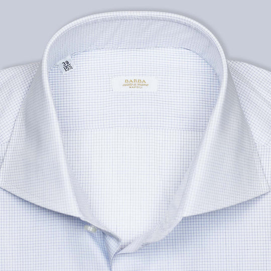Blue White Checked Regular Fit Cutaway Shirt