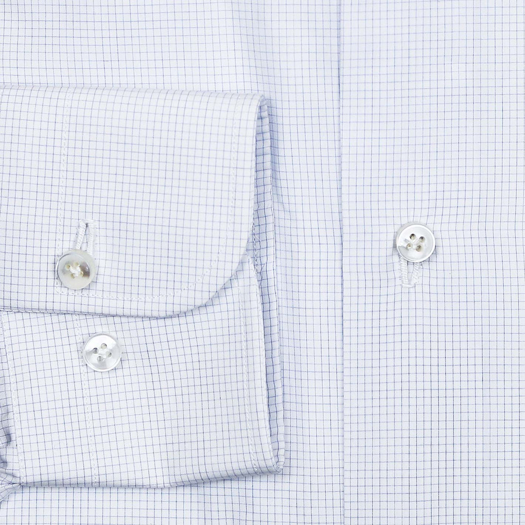 Blue White Checked Regular Fit Cutaway Shirt