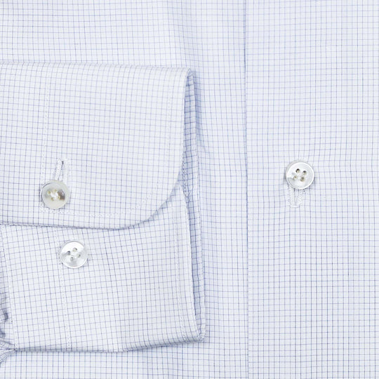 Blue White Checked Regular Fit Cutaway Shirt