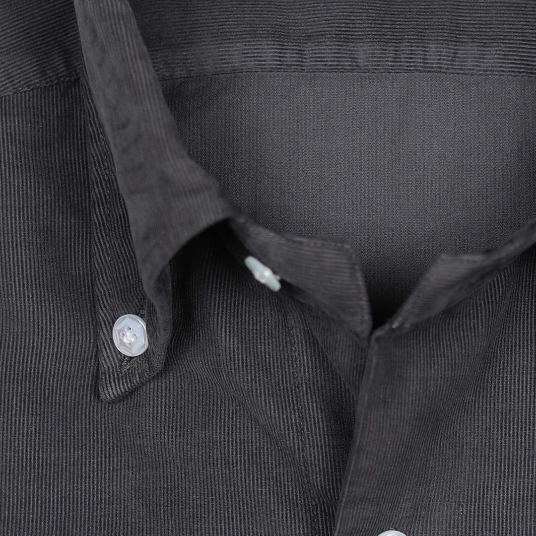 Dark Brown Cotton Corduroy Button Down Shirt
