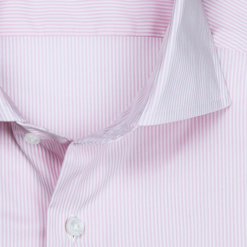 Pink White Striped Slim Cutaway Shirt