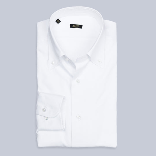 White Slim Fit Pinpoint Button Down Shirt