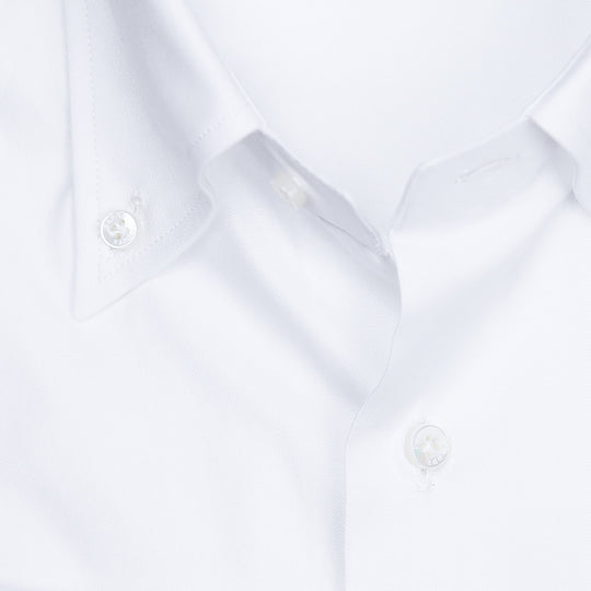 White Slim Fit Pinpoint Button Down Shirt