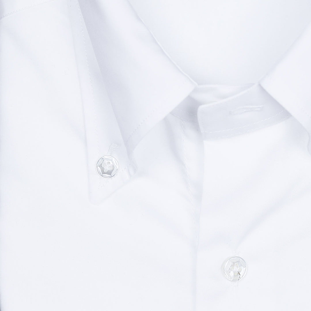 White Soft Collar Button Down Shirt