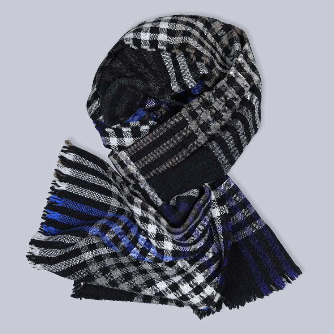 Navy Blue Washed Lambswool Cashmere Scarf