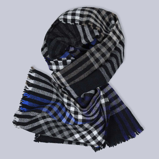 Navy Blue Washed Lambswool Cashmere Scarf