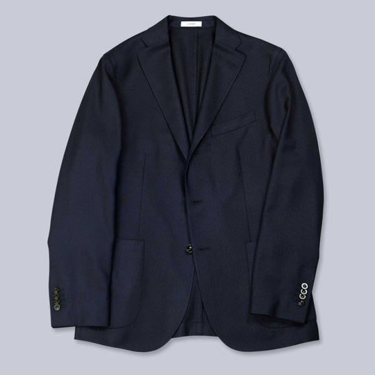 Navy Wool Hopsack Blazer