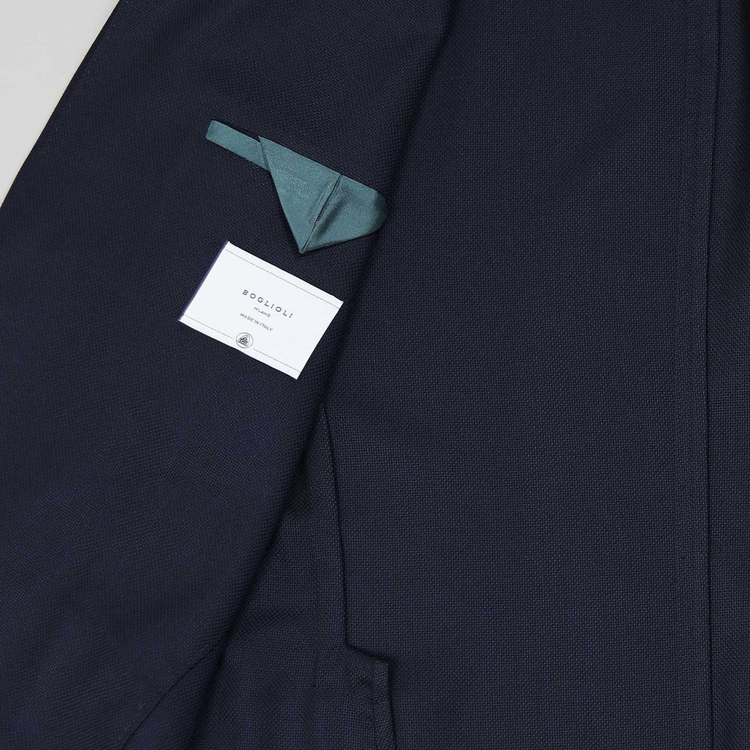 Navy Wool Hopsack Blazer