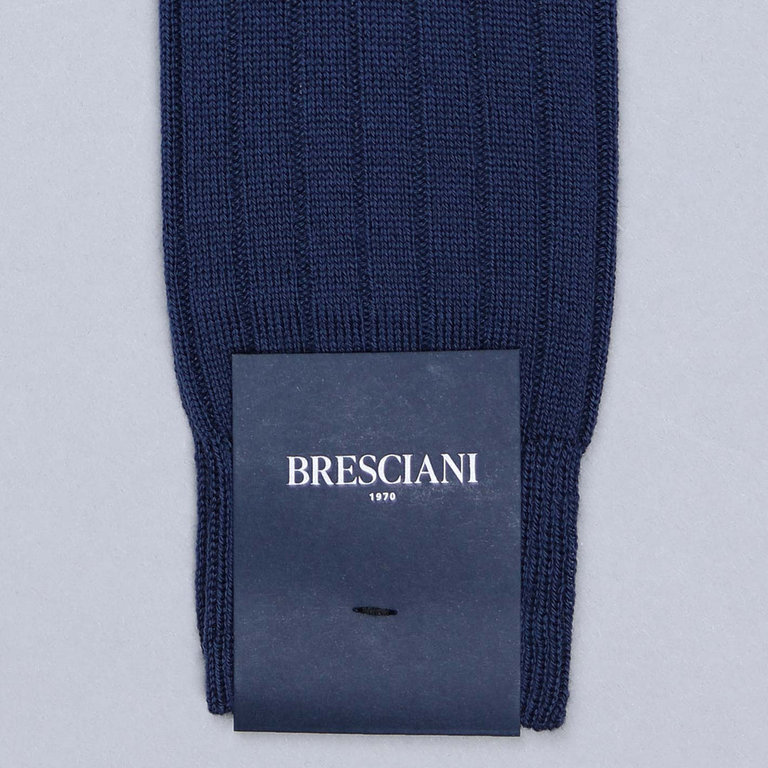 Blue Ribbed Ankle Length Wool Socks