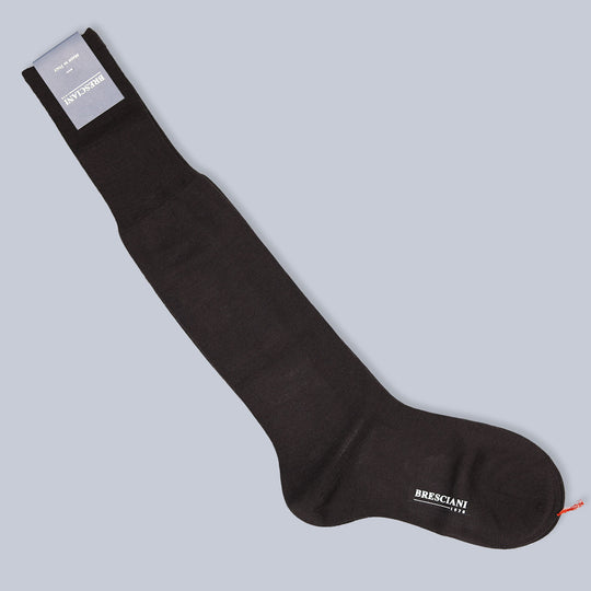 Brown Wool Blend Over The Calf Socks